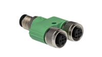 1683413 Phoenix Contact Y-Shaped 4 Pole M12 Plug to 4 Pole M12 Socket Adapter