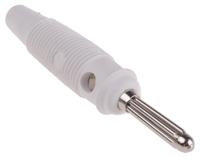930727107 Hirschmann Test & Measurement White Male Banana Plug, 4 mm Connector, Solder Termination, 30A, 30 V ac, 60V dc, Nickel