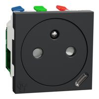 nu301554 Schneider Electric Anthracite 2 Gang Plug Socket, 2 Poles, 10A