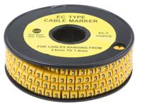 812-0947 RS PRO Slide On Cable Markers, Black on Yellow, Pre-printed "3", 3.6 → 7.4mm Cable