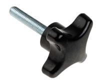 686-654 RS PRO Black 4-Arm Clamping Knob, M8, Threaded Stud