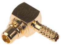 mmcx1112a1-3gt30g-14-50 Amphenol RF, Plug Cable Mount MMCX Connector, 50Ω, Crimp Termination, Right Angle Body