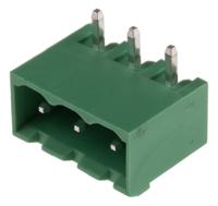 874-4884 RS PRO, 5.0mm Pitch, 3 Way, Right Angle, Pluggable Terminal Block, Header, Through Hole, Solder Termination