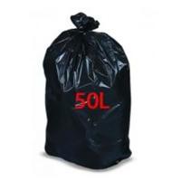 0012072 TAP France Black High Density Polyethylene Bin Bag, 50L Capacity, 14μm Thickness, 50 per Package