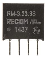 rm-3333s Recom RM DC-DC Converter, 3.3V dc/ 76mA Output, 2.97 → 3.63 V dc Input, 0.25W, Through Hole, +85°C Max Temp
