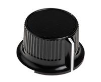 259-7039 RS PRO 28mm Black Potentiometer Knob for 6mm Shaft Splined