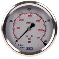 7656102 WIKA Analogue Pressure Gauge 400bar Back Entry 100mm Outside Diameter