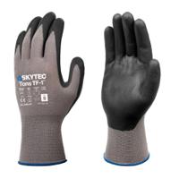 tns0103 Skytec Tons One Foam TF-1 Black, Grey 15 Gauge Nylon, Spandex Nylon, Spandex Puncture & Tear Resistant Gloves, Size L,