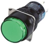 al6m-m14p-g Idec Illuminated Push Button Switch, Momentary, Panel Mount, 16.2mm Cutout, SPDT, Green LED, 250V, IP65