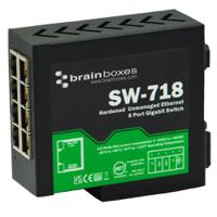 sw-718 Brainboxes Industrial Ethernet Switch, 8 RJ45 Ports