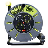 889-2490 RS PRO 25m 4 Socket Type G - British Cable Reel Open Reel, 240 V