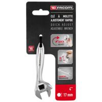 1014pb Facom Adjustable Spanner, 110 mm Overall, 17mm Jaw Capacity, Metal Handle