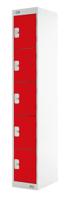 833-2945 RS PRO 5 Door Steel Red Storage Locker, 1800 mm x 300 mm x 450mm
