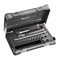 j161-2p6pf Facom 18-Piece Metric 3/8 in Standard Socket Set with Ratchet, 6 point