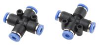 916-0924 RS PRO Cross Tube-to-Tube Adaptor, Push In 4 mm to Push In 4 mm, Tube-to-Tube Connection Style