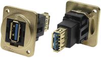 175-0148 RS PRO Straight, Panel Mount, Socket to Socket- Dual Port Type A to A 3.0 USB Connector