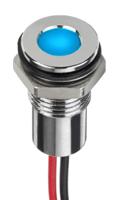 132-9126 RS PRO Blue Panel Mount Indicator, 24V dc, 8mm Mounting Hole Size, Lead Wires Termination, IP67
