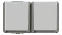 5ub4722 Siemens DELTA Grey 2 Gang Plug Socket, 16A, Type F - German Schuko, Outdoor Use