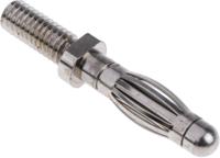 fk-1210-ni Schutzinger Silver Male Banana Plug, 4 mm Connector, M4 Thread Termination, 32A, 33 V ac, 70V dc, Nickel Plating