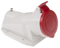 5131657 Scame IP44 Red Wall Mount 3P + N + E Right Angle Industrial Power Socket, Rated At 16A, 415 V