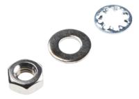 483-0883 RS PRO Brass, Steel Hex Full Nut and Washers with Internal Tooth, Plain, 300 Pieces