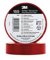 3m-155-red-19mm-x-20m 3M Temflex 155 Red Vinyl Electrical Tape, 19mm x 20m