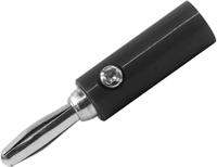 208-0263 RS PRO Black Male Banana Plug, 4 mm Connector, 24A, 30V, Nickel Plating