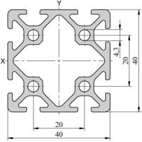 264-7877 RS PRO Silver Aluminium, Anodized Profile Strut, 40 x 40 mm, 5mm Groove, 2m Length