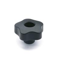 69756 Elesa  Black Polypropylene Based Technopolymer Knob, M8, Threaded Through Hole