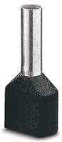 3200823 Phoenix Contact, AI-TWIN2X 1.5 - 8 BK Insulated Bootlace Ferrule Kit, 8mm Pin Length, 2.3mm Pin Diameter, Black