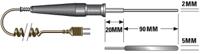 202-0875 RS PRO T Air Temperature Probe, 125mm Length, 5mm Diameter, +450 °C Max, With SYS Calibration