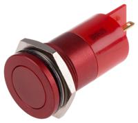 898-7683 RS PRO Red Panel Mount Indicator, 24V ac/dc, 22mm Mounting Hole Size, Faston, Solder Lug Termination, IP67