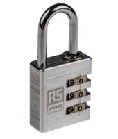 781-6039 RS PRO Combination Aluminium Combination Padlock, 5mm Shackle, 30mm Body