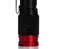 219-8132 RS PRO LED Torch Black, Red - Rechargeable 1800 lm, 120 mm
