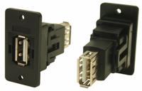 218-8308 RS PRO Straight, Panel Mount, Socket to Socket- Dual Port Type A to A 2.0 USB Connector