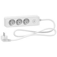 st9331w Schneider Electric French 2P 3 Gang Trailing Socket, 1.5m Cable, 16A, 250 V