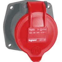 0-521-80 Legrand, Hypra IP44 Red 3P+E Industrial Power Socket, Rated At 16A, 415 V No