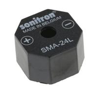 sma-24l-p175 Sonitron 98dB Through Hole Continuous Internal Piezo Buzzer, 24 x 24 x 15.5mm, 1.5V dc Min, 15V dc Max