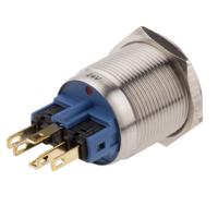 811-8519 RS PRO Illuminated Push Button Switch, Latching, Panel Mount, 22mm Cutout, SPDT, Red LED, 250V ac, IP65, IP67