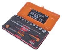 6715mgs Bahco 16-Piece Metric 1/4 in Standard Socket Set with Ratchet, 6 point