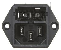 43013211 Schurter C14 Right Angle Panel Mount IEC Connector Male, 10A, 250 V, Fuse Size 5 x 20mm
