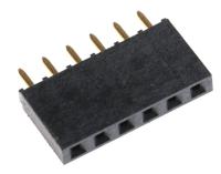 ssq-106-01-g-s Samtec SSQ Series Straight Through Hole Mount PCB Socket, 6-Contact, 1-Row, 2.54mm Pitch, Solder Termination
