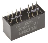 rs3-1233s Recom RS3 DC-DC Converter, 3.3V dc/ 600mA Output, 9 → 18 V dc Input, 3W, Through Hole, +71°C Max Temp -40°C Min