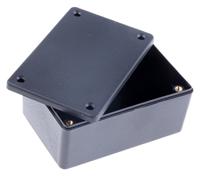 1591xxlbk Hammond 1591 Series Black Flame Retardant ABS Enclosure, IP54, Black Lid, 87 x 57 x 36mm