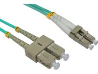 284-6952 RS PRO LC to SC Duplex Multi Mode OM3 Fibre Optic Cable, 3mm, Light Blue, 10m
