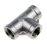 499-2880 RS PRO Stainless Steel Pipe Fitting, Tee Circular Tee, Female G 1/4in x Female G 1/4in x Female G 1/4in