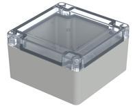 07411116-xm-111106-g-7035 Bopla Euromas X Series Light Grey Polycarbonate Enclosure, IP66, IP68, IK07, Clear Lid, 105 x 105 x 60.1mm