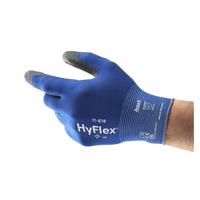 11618070 Ansell Hyflex Blue Nylon Nylon Work Gloves, Size 7, Polyurethane Coating