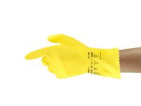 87198070 Ansell Alpha Tec 87-198 Yellow Natural Rubber Latex Work Gloves, Size 7, Latex, Natural Rubber Coating