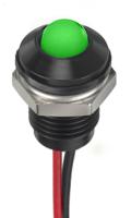 132-9134 RS PRO Green Panel Mount Indicator, 12V dc, 8mm Mounting Hole Size, Lead Wires Termination, IP67